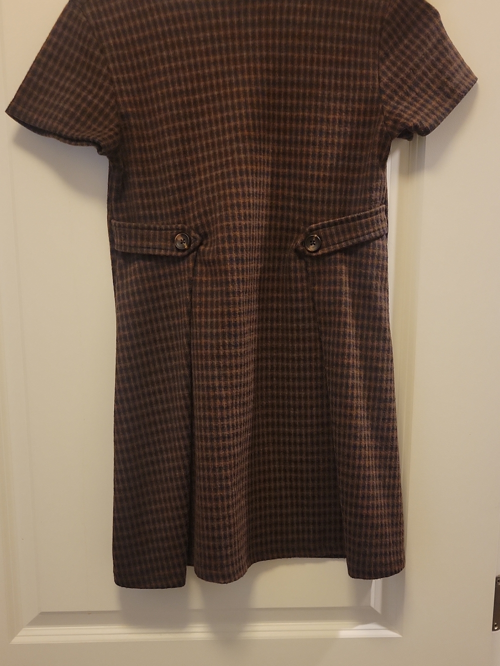 Zara Brown Plaid Short-Sleeve Kids Dress